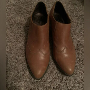 Reba Lane Womens Ankle Boots Brown Leather Size 8.5M Western Slip On